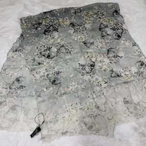 SOLD ON OTHER PLATFORM : TED BAKER Grey Skull Floral Printed Scarf